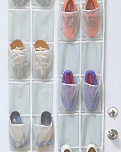 Simple Houseware 24 Pockets - 2PK 12 Large Pockets Over Door Hanging Shoe Organizer, Grey