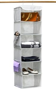 simple houseware hanging closet organizers storage, 6 shelves, gray