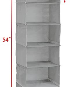 Simple Houseware Hanging Closet Organizers Storage, 6 Shelves, Gray