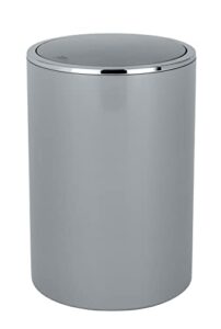 wenko inca trash can with lid, waste bin with swing lid, small trash can, mini trash can, small garbage can, small waste basket, 1.3 gal, Ø 7.28 x 10.04 in, gray