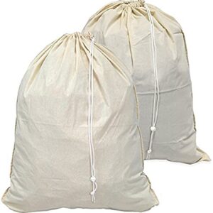 2 Pack - Extra Large Natural Cotton Laundry Bag, Beige (28" x 36")