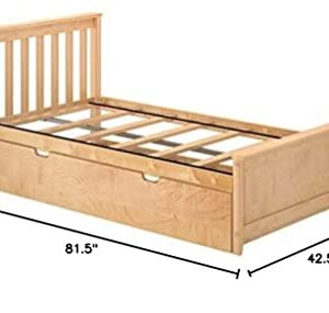 Max & Lily Twin Bed, Wood Bed Frame with Headboard For Kids with Trundle, Slatted, Natural