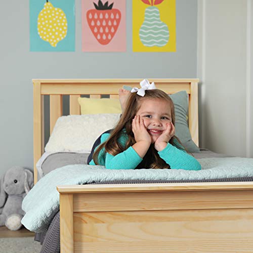 Max & Lily Twin Bed, Wood Bed Frame with Headboard For Kids with Trundle, Slatted, Natural