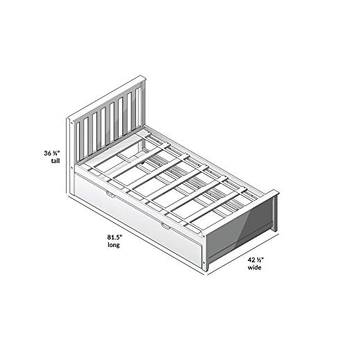 Max & Lily Twin Bed, Wood Bed Frame with Headboard For Kids with Trundle, Slatted, Natural