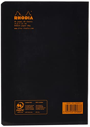 Rhodia Slim Staplebound Notebooks - Dots 48 sheets - 6 x 8 1/4 in. - Black cover