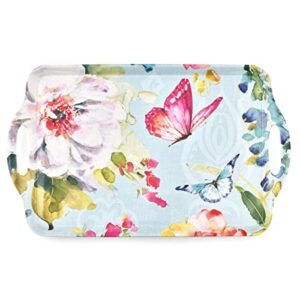 pimpernel colorful breeze collection large handled tray | serving tray for lunch, coffee, or breakfast | made of melamine | measures 19.25" x 11.5" | dishwasher safe