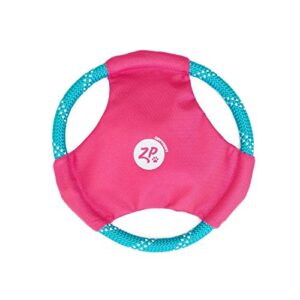 zippypaws - rope gliderz durable outdoor dog toy flying disc - magenta