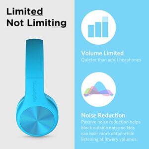 LilGadgets Connect+ Pro Kids Noise Cancelling Headphones - Designed with Kids' Comfort in Mind, Foldable Over-Ear Headset with in-line Microphone, Headphones Wired, Kids Headphones for School, Blue