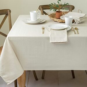 benson mills textured fabric table cloth, for everyday home dining, parties, weddings & holiday tablecloths (60" x 120" rectangular, flax/beige/taupe)