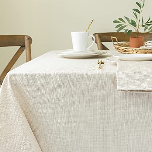 Benson Mills Textured Fabric Table Cloth, for Everyday Home Dining, Parties, Weddings & Holiday tablecloths (60" x 120" Rectangular, Flax/Beige/Taupe)