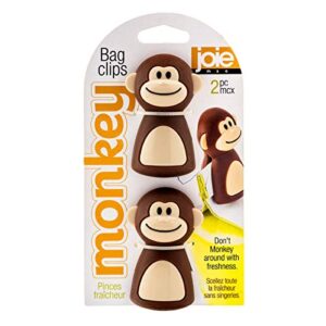 MSC International 77729 Joie Monkey Bag Clips, Set of 2, 2.75 1.75 x 1.5-Inches, BSG, Brown