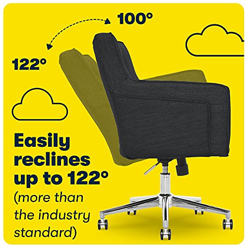 Serta Ashland Ergonomic Home Office Chair with Memory Foam Cushioning Chrome-Finished Stainless Steel Base, 360-Degree Mobility, Charcoal