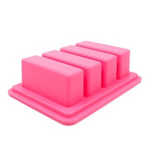 YHSWE 1 Red Silicone Butter Mold Tray with Lid Storage Jar Large 4 Cavities Rectangle Container for Butter Pudding Soap Chocolate Cheesecake Ice Cube Bar