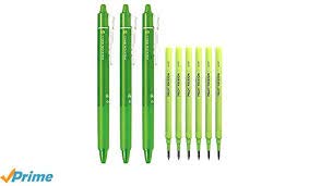 Pilot FriXion Ball Knock Retractable Erasable Gel Ink Pens, Extra Fine Point 0.7mm, Light Green Ink, 3 Pens & 6 Refills Value Set