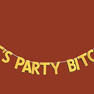 FECEDY Glitter Gold Alphabet Let's Party Banner for Bachelorette Party Decoration