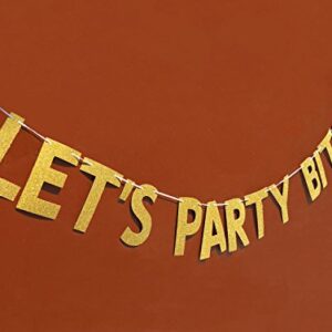 FECEDY Glitter Gold Alphabet Let's Party Banner for Bachelorette Party Decoration