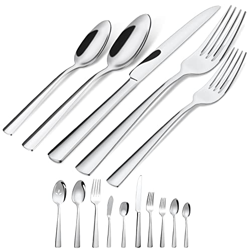 45-Piece Silverware Flatware Cutlery Set Service for 8, Durable 18/0 Stainless Steel Tableware in Ergonomic Design Size and Weight, Dishwasher Safe