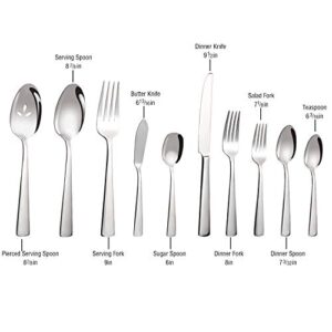 45-Piece Silverware Flatware Cutlery Set Service for 8, Durable 18/0 Stainless Steel Tableware in Ergonomic Design Size and Weight, Dishwasher Safe