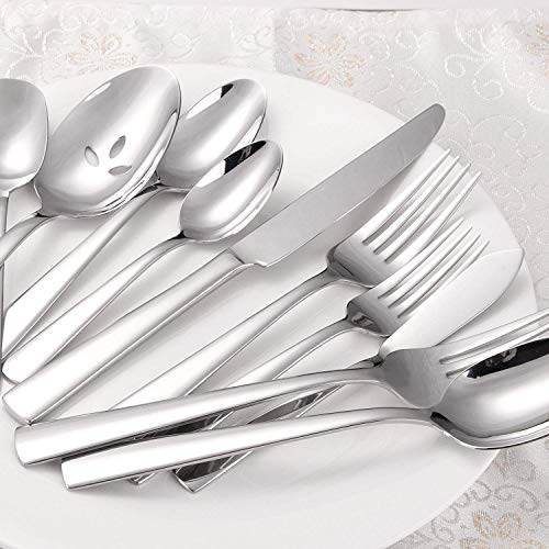 45-Piece Silverware Flatware Cutlery Set Service for 8, Durable 18/0 Stainless Steel Tableware in Ergonomic Design Size and Weight, Dishwasher Safe