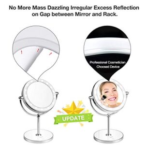 KDKD Lighted Makeup Mirror 1X 7X Magnification Double Sided Round Shape with Base Touch Button, Cordless and Rechargeable