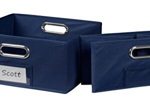 Niche Cubo Set of 2 Half-Size Foldable Fabric Storage Bins- Blue