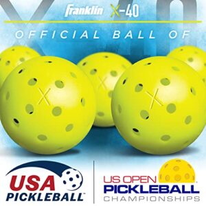 Franklin Sports Outdoor- X-40 Pickleball Balls - USA Pickleball (USAPA) Approved - 3 Pack Outside Pickleballs - Optic Yellow - US Open Ball