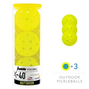 Franklin Sports Outdoor- X-40 Pickleball Balls - USA Pickleball (USAPA) Approved - 3 Pack Outside Pickleballs - Optic Yellow - US Open Ball