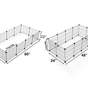 Tespo Pet Playpen, Small Animal Cage Indoor Portable Metal Wire yd Fence for Small Animals, Guinea Pigs, Rabbits Kennel Crate Fence Tent, Black, (12Panels)