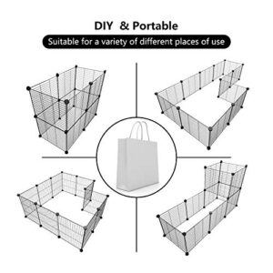 Tespo Pet Playpen, Small Animal Cage Indoor Portable Metal Wire yd Fence for Small Animals, Guinea Pigs, Rabbits Kennel Crate Fence Tent, Black, (12Panels)