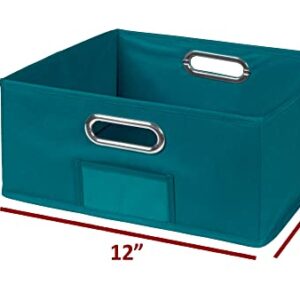 Niche Cubo Set of 12 Half-Size Foldable Fabric Storage Bins with Label Holder- Blue