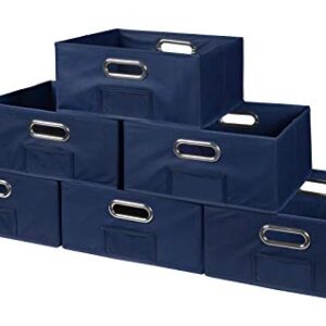 Niche Cubo Set of 6 Half-Size Foldable Fabric Storage Bins- Blue