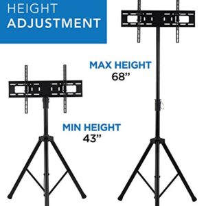 Mount-It! TV Tripod Stand - Portable TV Stands for Flat Screens - Indoor or Outdoor TV Pole Stand - Television Tripod Stand for 32-70 Inches Screen - Single Pole TV Stand with 77lbs Capacity