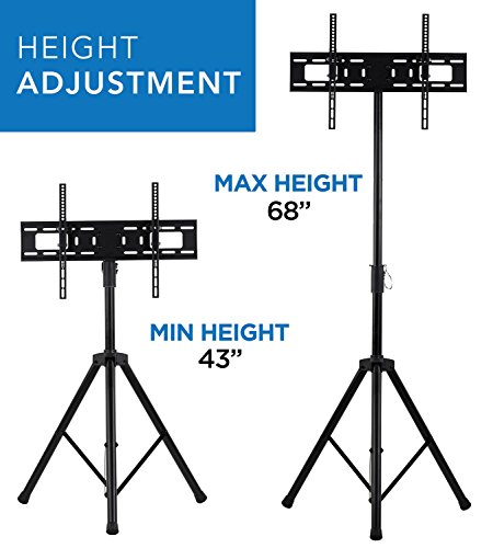 Mount-It! TV Tripod Stand - Portable TV Stands for Flat Screens - Indoor or Outdoor TV Pole Stand - Television Tripod Stand for 32-70 Inches Screen - Single Pole TV Stand with 77lbs Capacity