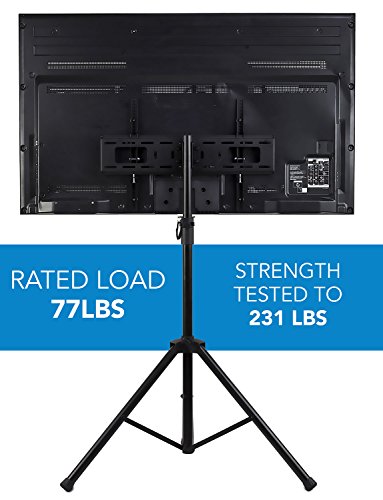 Mount-It! TV Tripod Stand - Portable TV Stands for Flat Screens - Indoor or Outdoor TV Pole Stand - Television Tripod Stand for 32-70 Inches Screen - Single Pole TV Stand with 77lbs Capacity