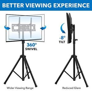 Mount-It! TV Tripod Stand - Portable TV Stands for Flat Screens - Indoor or Outdoor TV Pole Stand - Television Tripod Stand for 32-70 Inches Screen - Single Pole TV Stand with 77lbs Capacity