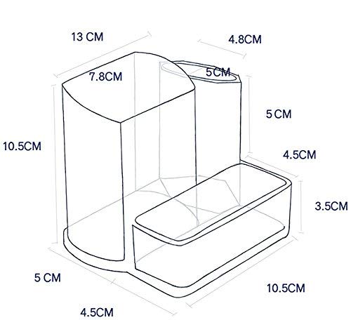 Sooyee Acrylic Desk Supplies Organizer Holder, 3 Compartments Office Desktop Caddy, Multi-function Pen Pencil Cup Phone Remote Control Stationery Storage Box for Home, School, Classroom, Clear