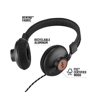 House of Marley Positive Vibration 2: Over-Ear Wired Headphones with Microphone, Plush Ear Cushions, and Sustainable Materials (Black)