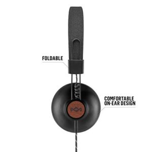 House of Marley Positive Vibration 2: Over-Ear Wired Headphones with Microphone, Plush Ear Cushions, and Sustainable Materials (Black)