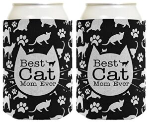 funny cat gifts best cat mom ever cat lover gifts cat memes crazy cat lady gifts cat gag gifts 2 pack can coolie drink coolers coolies black