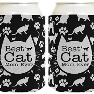 Funny Cat Gifts Best Cat Mom Ever Cat Lover Gifts Cat Memes Crazy Cat Lady Gifts Cat Gag Gifts 2 Pack Can Coolie Drink Coolers Coolies Black