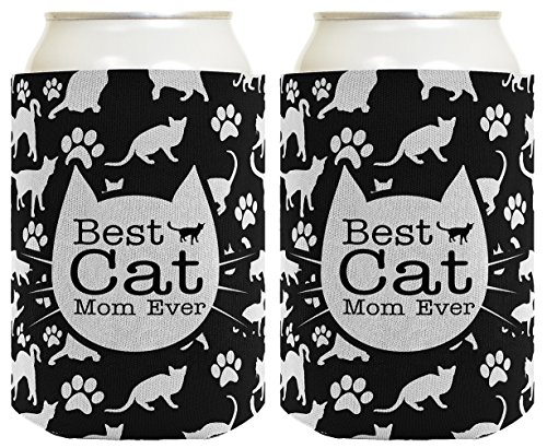 Funny Cat Gifts Best Cat Mom Ever Cat Lover Gifts Cat Memes Crazy Cat Lady Gifts Cat Gag Gifts 2 Pack Can Coolie Drink Coolers Coolies Black