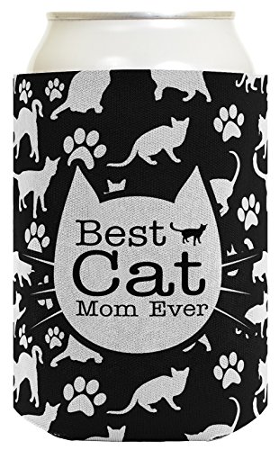 Funny Cat Gifts Best Cat Mom Ever Cat Lover Gifts Cat Memes Crazy Cat Lady Gifts Cat Gag Gifts 2 Pack Can Coolie Drink Coolers Coolies Black
