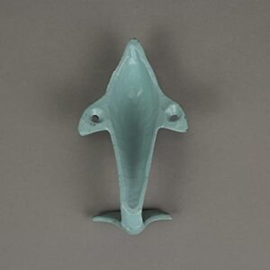 4 Piece Distressed Finish Cast Iron Dolphin Wall Hook Set Coastal Colors