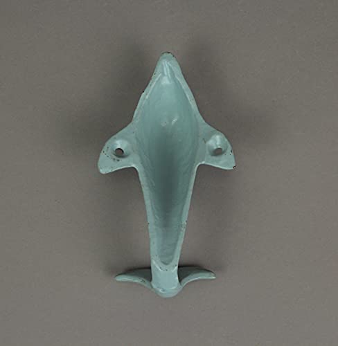 4 Piece Distressed Finish Cast Iron Dolphin Wall Hook Set Coastal Colors