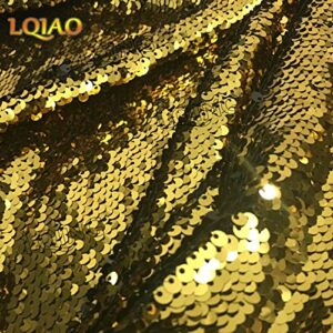 Gold Black Mermaid Sequin Fabric by The Yard 2 Tone Flip UP Mesh Lace Sequin Fabric Magic Overlapping Sequin for Girl Costume Dress/Lady Evening Dress Pillow Cushion Cover Wedding Decor