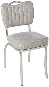 richardson seating single tone channel handle back retro kitchen chair with 2" box seat, cracked ice grey, 18"