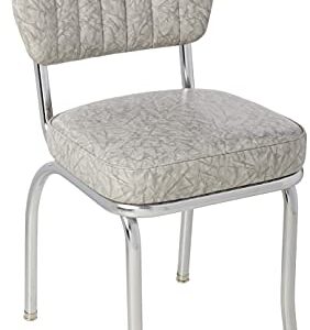 Richardson Seating Single Tone Channel Handle Back Retro Kitchen Chair with 2" Box Seat, Cracked Ice Grey, 18"