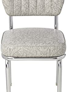 Richardson Seating Single Tone Channel Handle Back Retro Kitchen Chair with 2" Box Seat, Cracked Ice Grey, 18"