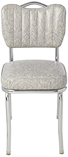 Richardson Seating Single Tone Channel Handle Back Retro Kitchen Chair with 2" Box Seat, Cracked Ice Grey, 18"