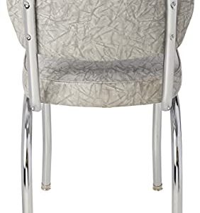 Richardson Seating Single Tone Channel Handle Back Retro Kitchen Chair with 2" Box Seat, Cracked Ice Grey, 18"